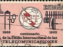 Spain 1965 International Telecommunications Union Centenary 1 PTA Black, Red & Salmon Edifil 1670. Uploaded by Mike-Bell